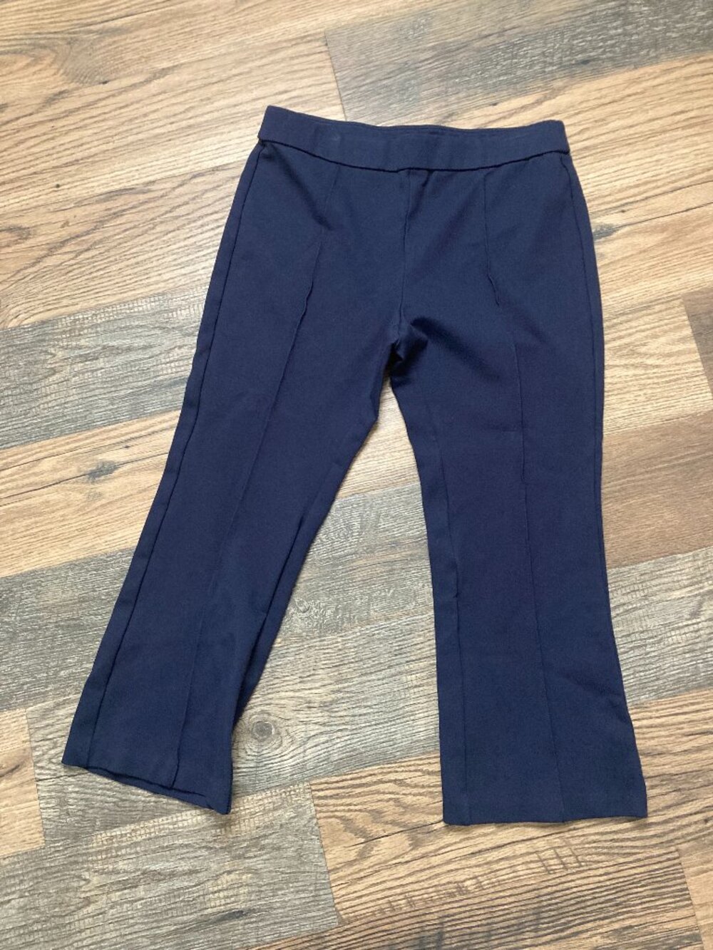 J.Crew Women's Navy Cropped Pants Size 12 Stretch Pull-On Straight Career Casual